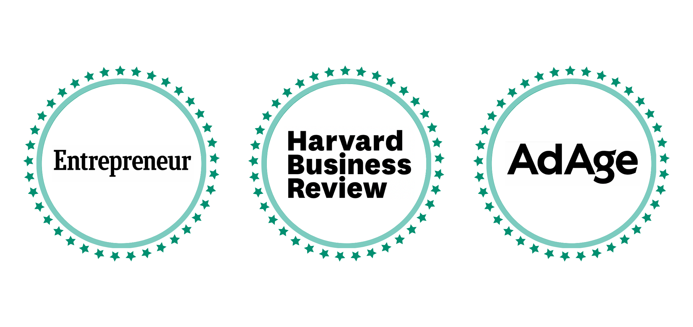 1 A graphic showing the logos of Entrepreneur, Harvard Business Review, and AdAge.