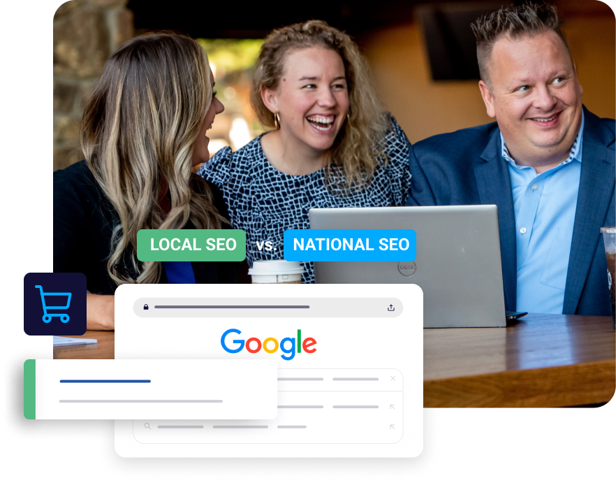 SEO-Ecommerce_1 Three digital marketing professionals building an local and national SEO strategy