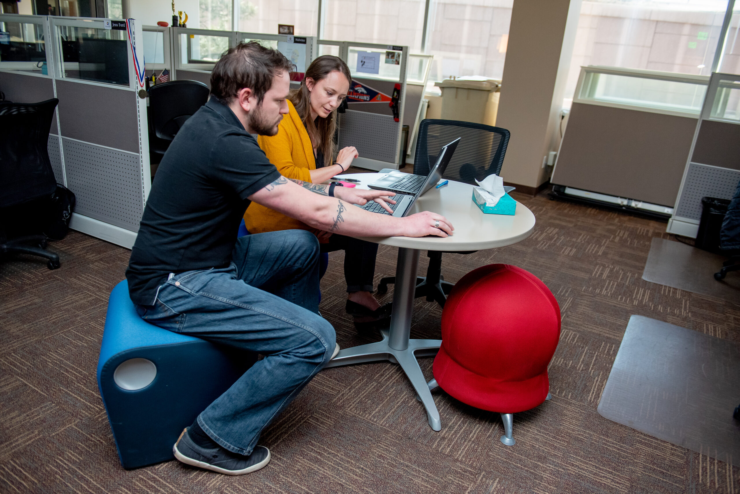 Two digital marketers having a strategy session.