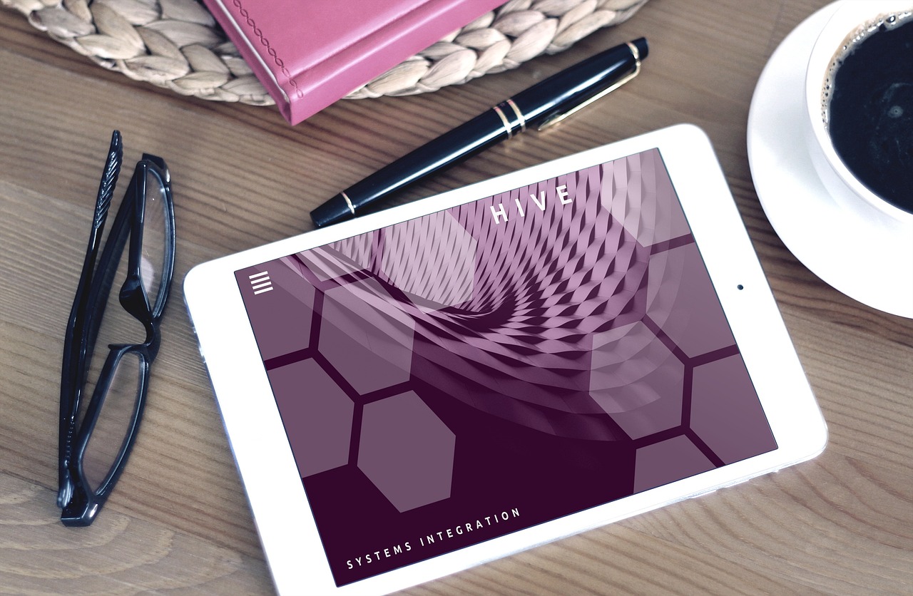 tablet on a desk featuring a web design