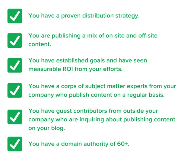 Advanced Content Strategy graphic An infographic formatted like a checklist showing the signs that an organization has an advanced content strategy.