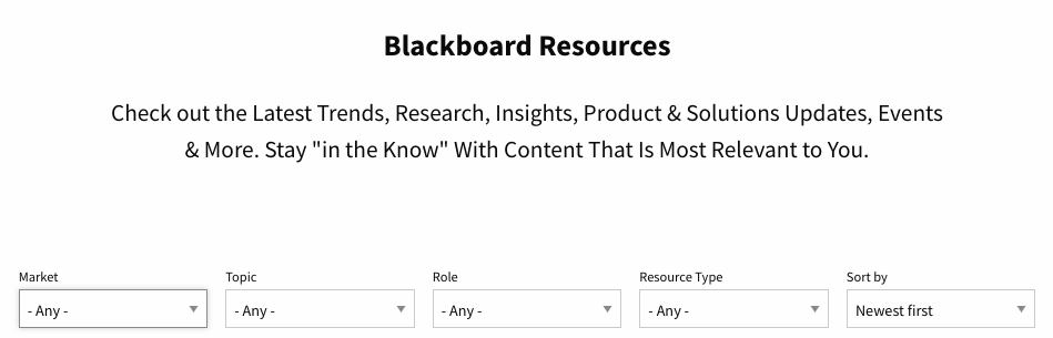 Blackboard A screenshot of the Blackboard resources.