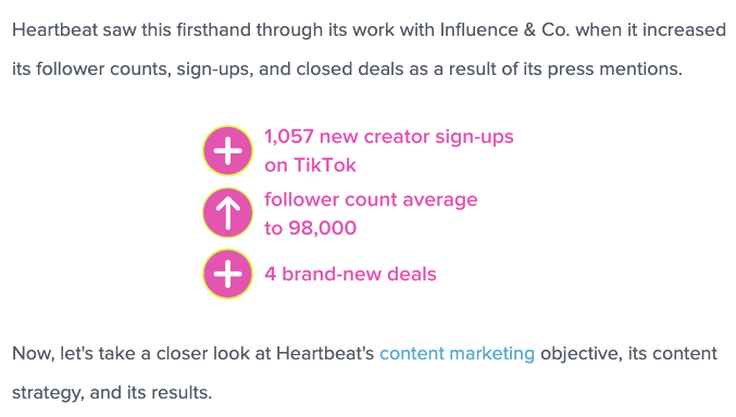 Heartbeat case study results Heartbeat case study results